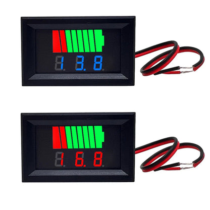 Car Battery Charge Level Indicator - 12V 24V 36V 48V 60V 72V Lithium Battery Capacity Meter, LED Tester and Voltmeter