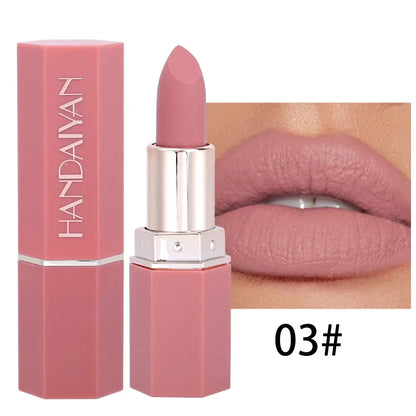 Rose Pink Nude Matte Velvet Lipstick – Long-Lasting, Non-Stick Cup, Waterproof, Sexy Lipsticks for Beauty Makeup
