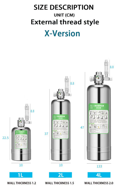 Aquarium DIY CO2 Generator Kit – Stainless Steel CO2 Cylinder & Carbon Dioxide Reactor System for Plants & Fish Tanks