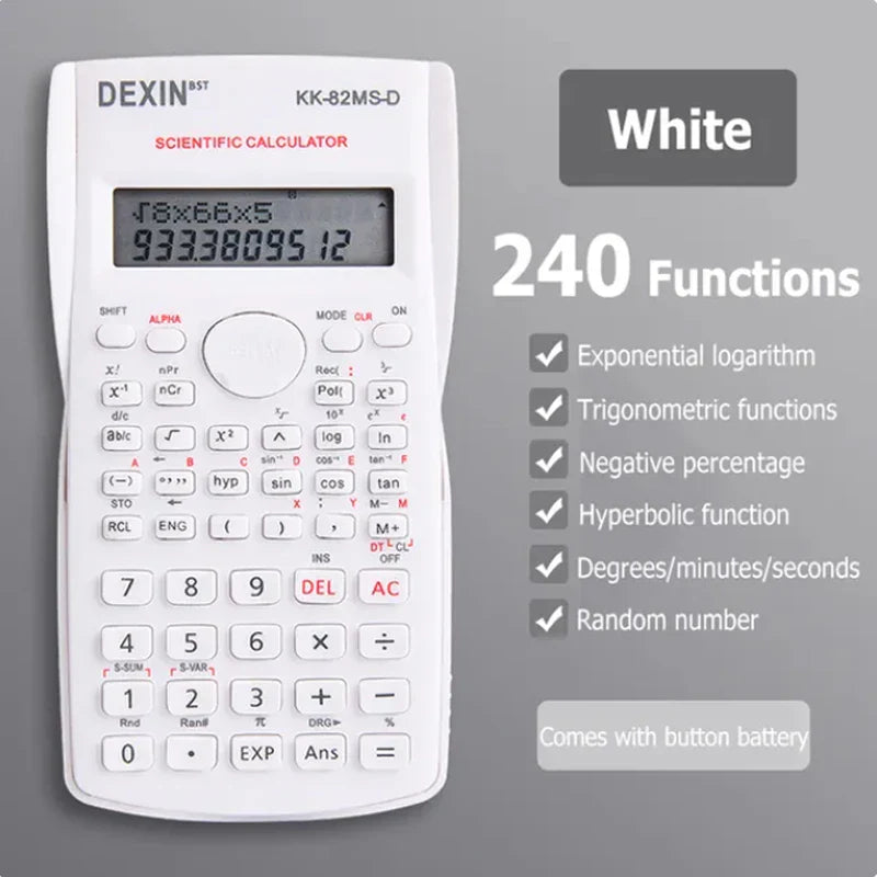 Multifunctional Scientific Calculator – Large Screen Portable Student Math Calculator for School, Office & Exam Use