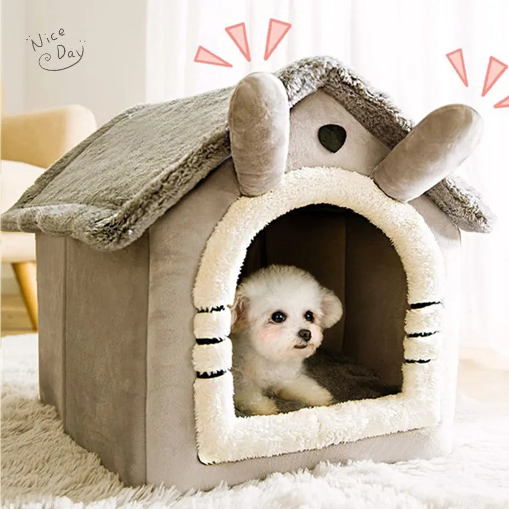 Foldable Pet Sleeping Bed - Removable & Washable Cat/Dog Bed - Cozy Kennel for Indoor Use, Perfect Cat Nest or Dog House