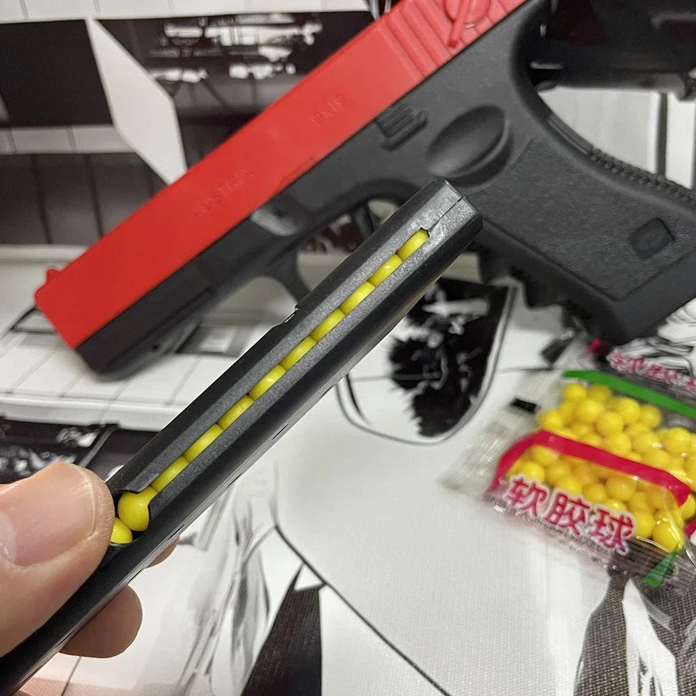 Manual G17 Soft Bullet Toy Gun – Air-Powered Glock Style with Laser & Magazine for Kids CS Games & Outdoor Play