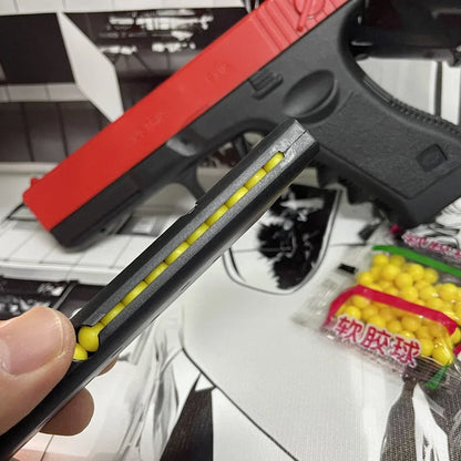 Manual G17 Soft Bullet Toy Gun – Air-Powered Glock Style with Laser & Magazine for Kids CS Games & Outdoor Play