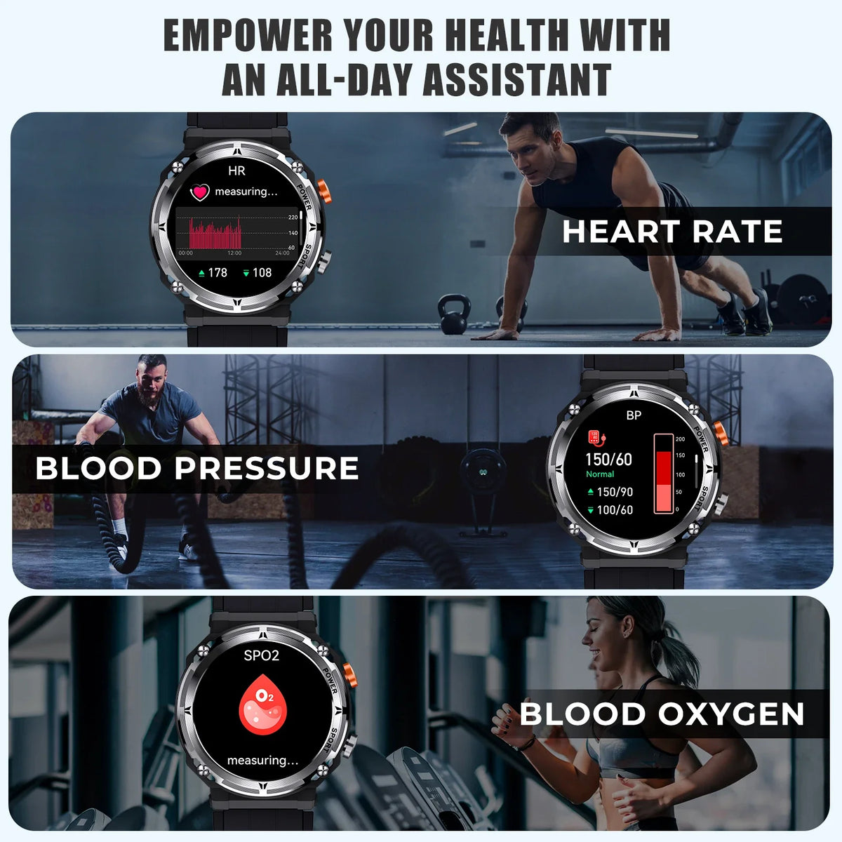 Military Smart Watch 1.39” HD – 5ATM Waterproof Rugged Bluetooth Watch for Men, Compatible with Xiaomi and Huawei
