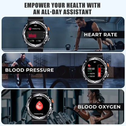 Military Smart Watch 1.39” HD – 5ATM Waterproof Rugged Bluetooth Watch for Men, Compatible with Xiaomi and Huawei