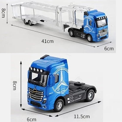 1:50 Large Diecast Alloy Truck Model – Pull-Back Sound & Light Container Transport Vehicle Toy for Boys’ Gifts