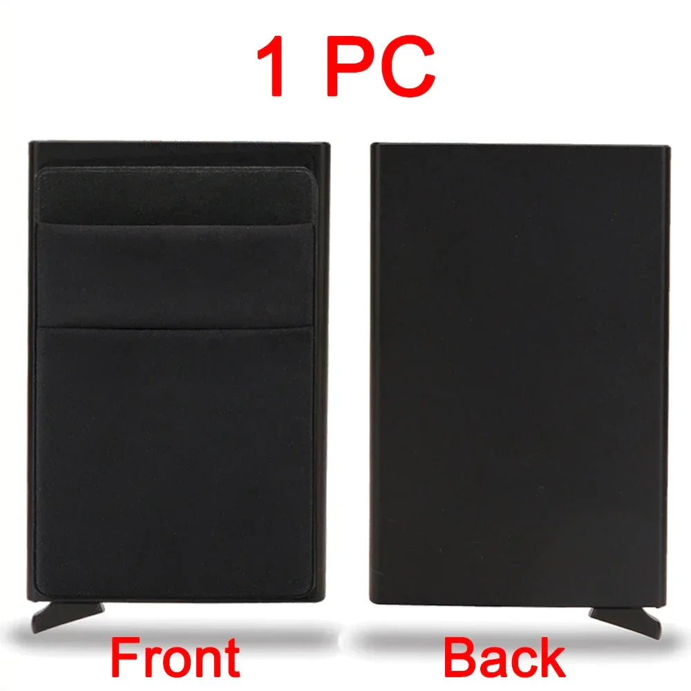 RFID Credit Card Holder for Men, Thin Slim Luxury Metal Mini Minimalist Wallet, Bank & ID Cardholder Case