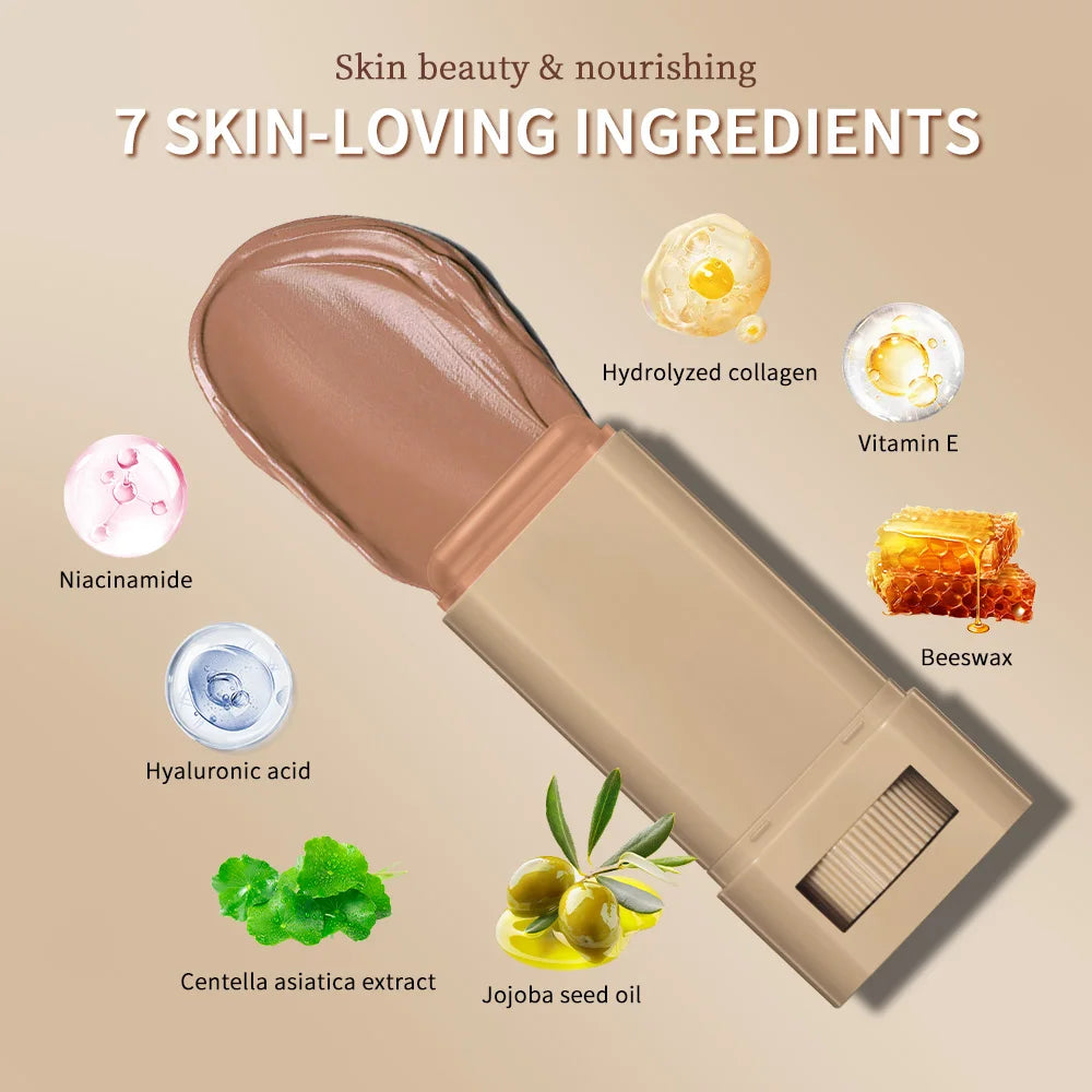 Waterproof Skin Tint Stick – Nourishing Tinted Foundation & Contour Balm for Face Makeup