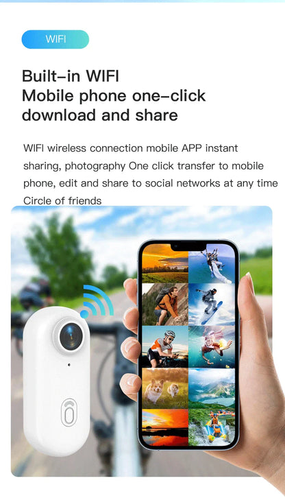 Pocket 4K Mini Magnetic Camera – Wearable Waterproof WiFi Cam for Cycling, Vlogging & Home Use