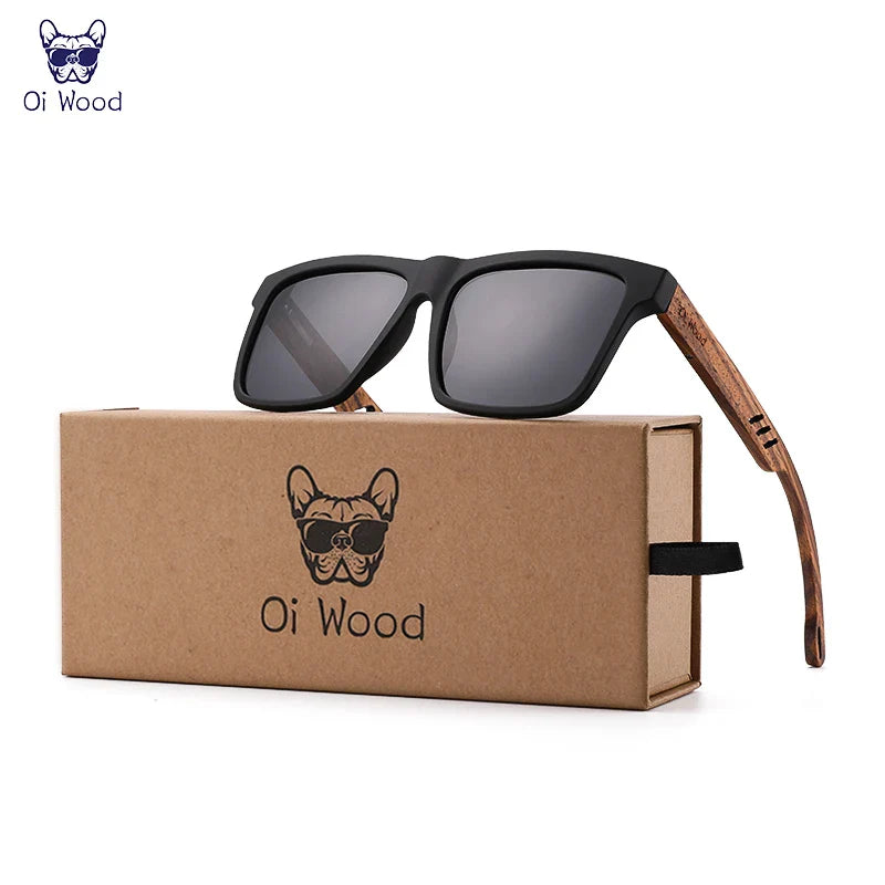 Oi Wood Square Polarized Sunglasses for Men — UV400 Fashion Sport & Driving Sun Glasses
