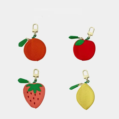 Mini Cherry & Strawberry Coin Purse – Cute PU Leather Keychain Bag for Earphones and Small Storage, Korean Style