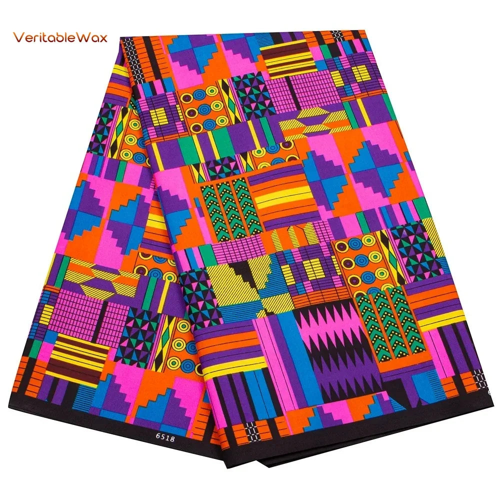 African Ankara Double Print Batik Fabric - Real Wax Patchwork Textile for DIY Sewing, Wedding Dresses & Crafts