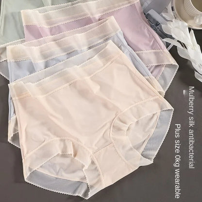 Women's XL-3XL Sexy Lace Panties - Plus Size Solid Color High Waist Seamless Briefs Lingerie