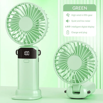 Portable Mini USB Fan – Handheld & Desktop Fan with Phone Holder, 3-Speed Adjustable Wind, Long Battery Life, Multi-Function Cooling Fan