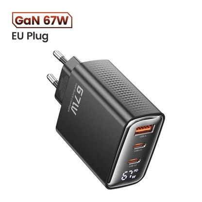 Toocki 67W GaN USB-C Charger — Digital Display Quick Charge PD PPS QC4.0 for MacBook, Laptop, iPad, iPhone 15/14