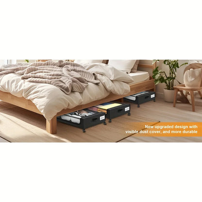 Underbed Storage Lockers with Wheels — Pull-Out Containers for Shoes & Clothes, Space-Saving for Dorms & Bedrooms