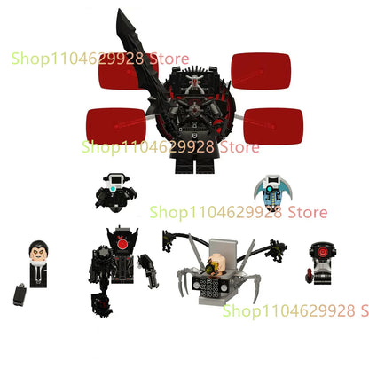 KDL Skibidi Toilet Man Anime Block Figures – TVMan, Titan, Cameraman & Speakerman Model Toy Gift for Kids