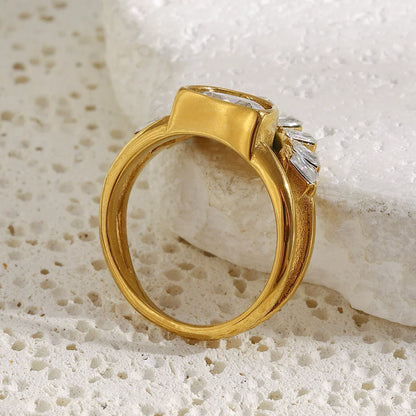 Women's Stainless Steel Rhinestone Sun Layer Ring – Elegant Tarnish-Free Party Jewelry Gift