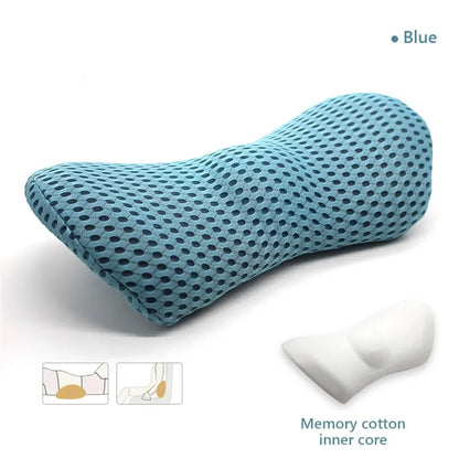 Breathable Memory Foam Lumbar Pillow — Car & Bed Cushion for Waist Support and Sleeping Comfort
