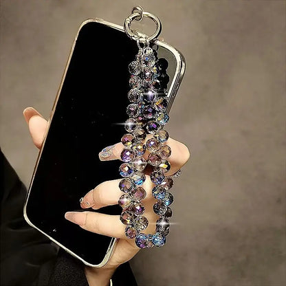 Diamond Crystal Phone Wrist Strap - Sparkling Beaded Chain Charm Clip for Universal Phone Cases
