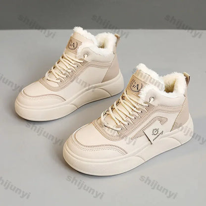 Women’s Chunky Sneakers – Autumn Winter Warm Cotton Plush Platform Fashion Shoes