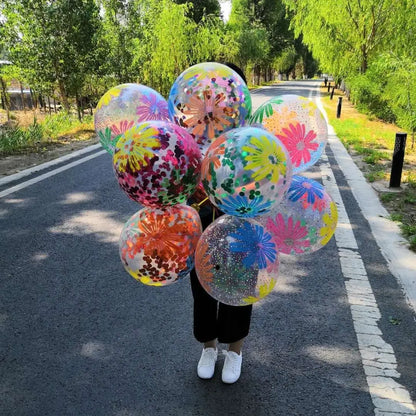 10PCS 12-Inch Chrysanthemum Foam Sequin Latex Balloons – Ice Cream Confetti Party Decorations