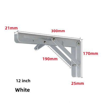 2pcs Heavy Duty Stainless Steel Folding Shelf Brackets | Collapsible Wall-Mounted L-Table Hinges for Bench & Table with Screws
