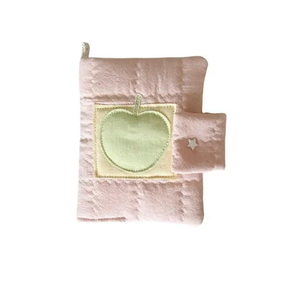 Kawaii A5/A6 Cotton Diary — Handmade Korean Green Apple Book Cover, Pinch Style Notebook, Perfect Gift for Friends