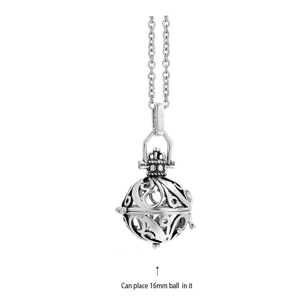 Vintage Mexico Angel Ball Chime Necklace – Antique Locket Aromatherapy Essential Oil Diffuser