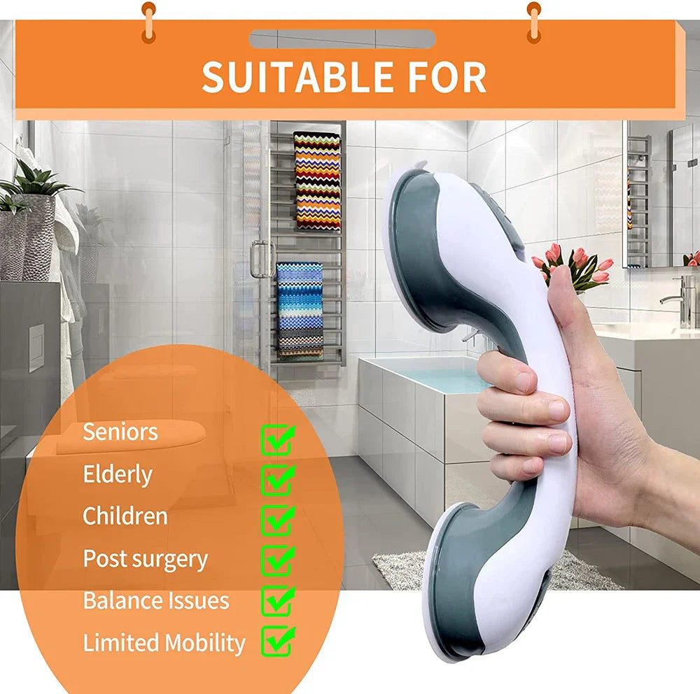 New Ultra Grip Shower Handle Grab Bars - Dual Locking Safety Suction Cups for Anti-Slip Support in Toilet and Bathroom