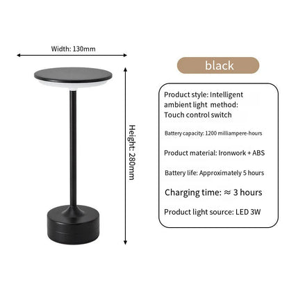 Wireless LED Table Lamp – Touch Sensor, USB Rechargeable Portable Night Light for Bedroom, Reading & Desk Decor