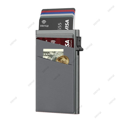 Anti-Theft RFID Aluminum Card Holder – Minimalist Smart Wallet Metal Case for Card Protection