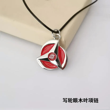 Anime Konoha Necklace & Keychain – Akatsuki Sharingan Jiraiya Pendant for Sasuke, Kakashi Cosplay Jewelry Gift