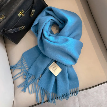 Winter Narrow Wool Scarf – 28 Colors, 100% Wool Solid Color Unisex Scarf for Men & Women, Warm and Cold-Proof