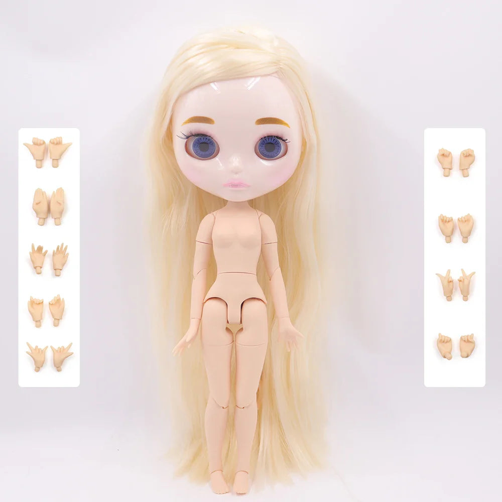 ICY DBS Blythe Doll 1/6 Joint Body 30cm BJD – Shiny Face with Extra Hands, DIY Fashion Doll Gift