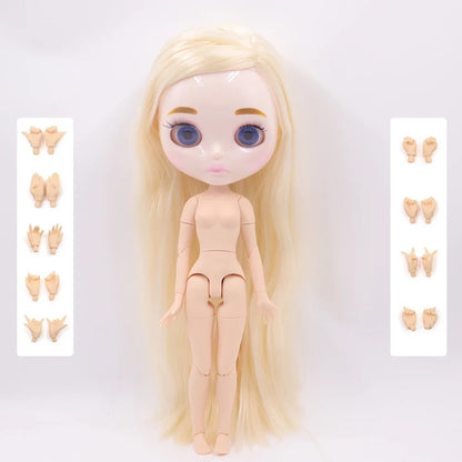 ICY DBS Blythe Doll 1/6 Joint Body 30cm BJD – Shiny Face with Extra Hands, DIY Fashion Doll Gift