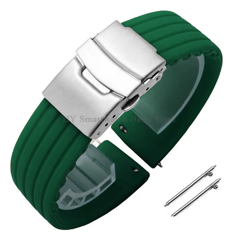 Quick Release Silicone Watch Strap 18–24mm – Sport Rubber Band for Huawei Watch GT2/3/4, Omega, Seiko, Fossil
