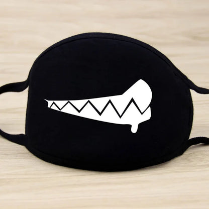Black Cotton Winter Mask — Unisex Thickened Half-Face Cotton Cartoon Pattern Anti-Dust Respirator