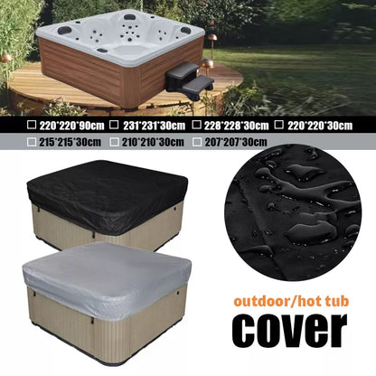Square Hot Tub Dust Cover - Waterproof Anti-UV Protector for Outdoor Spa, Hotspring, Anti-Fall Leaves, Snow, Rain, and Dust