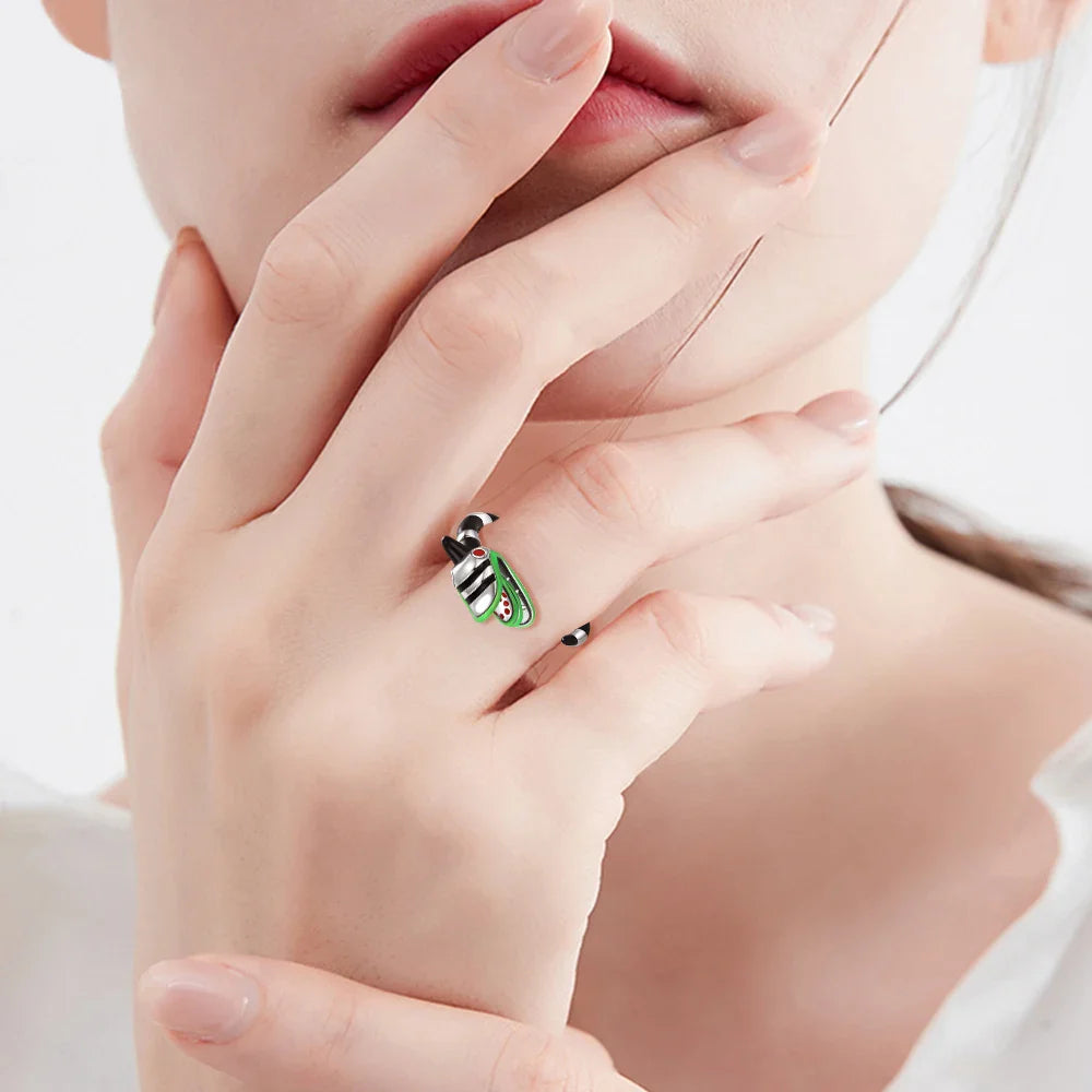 925 Silver CZ Snake Ring – Adjustable Cube Zirconia Finger Ring for Women, Party Jewelry & Fashion Accessory