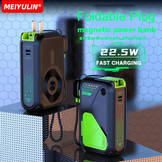 Magnetic Wireless Power Bank 20000mAh - Large Capacity Fast Charger with AC Plug, External Spare Battery for iPhone