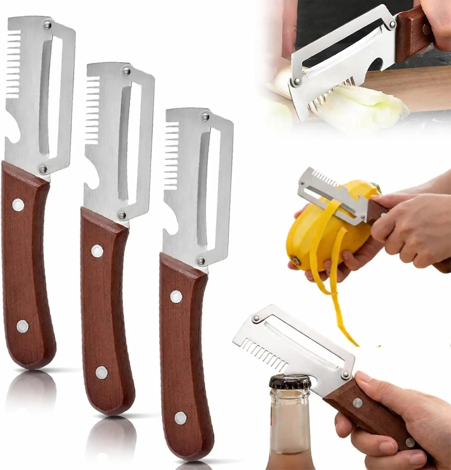 3-in-1 Vegetable Peeler - Stainless Steel Fruit Peeler, Shredder & Slicer