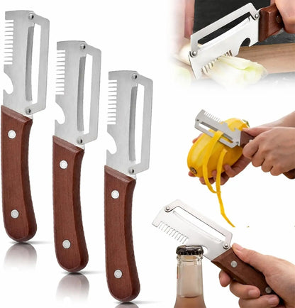3-in-1 Vegetable Peeler - Stainless Steel Fruit Peeler, Shredder & Slicer