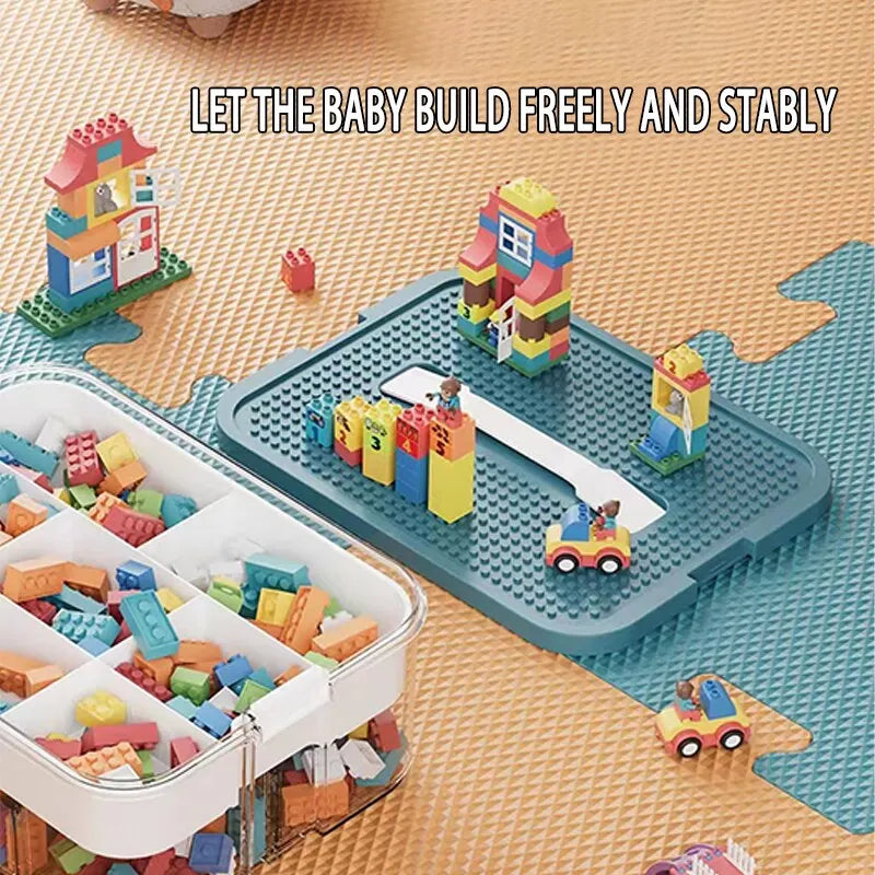 Adjustable Transparent Building Block Storage Box: Small Particle LEGO Jigsaw Puzzle Organizer - Durable Toy Carrying Box for Easy Storage