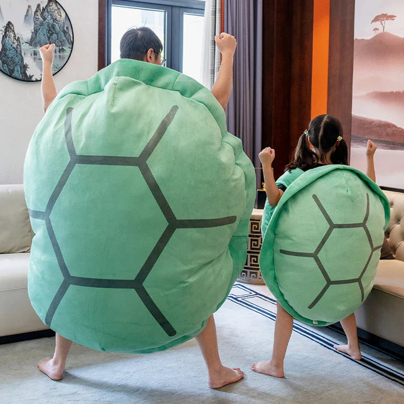 Wearable Turtle Shell Plush Pillow — Soft Stuffed Tortoise Costume Cushion, Funny Plush Toy & Dress-Up Accessory