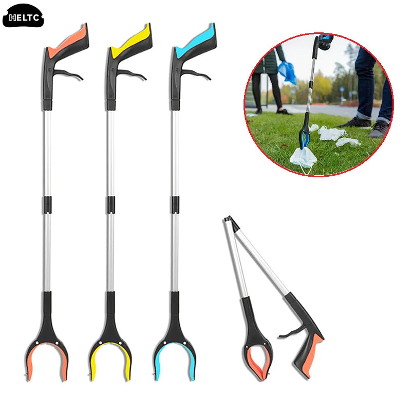 81cm Foldable Litter Picker - Portable Long Handle Garbage Grabber, Arm Extender Tool for Garden and Outdoor Clean-Up