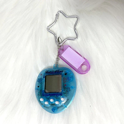 Korean Fashion Rainbow Game Console Keychain — Kawaii Harajuku Y2K Crystal Heart Lock DIY Bag Pendant Charm, Vintage Style