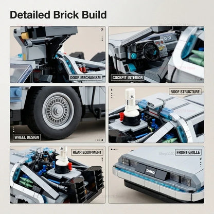 Back to the Future DeLorean Building Blocks - 1872-Piece 1:8 Scale Time Machine Model with Mini Figures