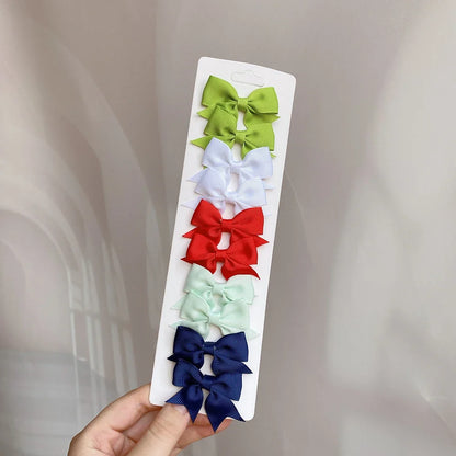 10pcs Kids Bow Hair Clips - Handmade Ribbon Bowknot Barrettes for Baby Girls Hair Accessories
