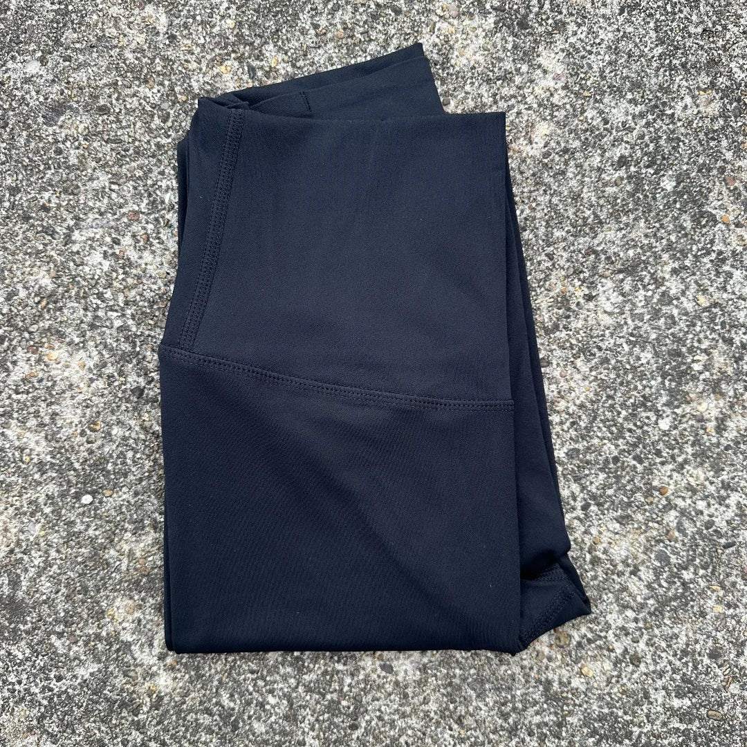 High Waist Women's Yoga Leggings - Solid Color Cropped Gym & Training Pants with Back Pocket